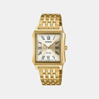 Men Quartz Gold Dial Analog Stainless Steel Watch A2547