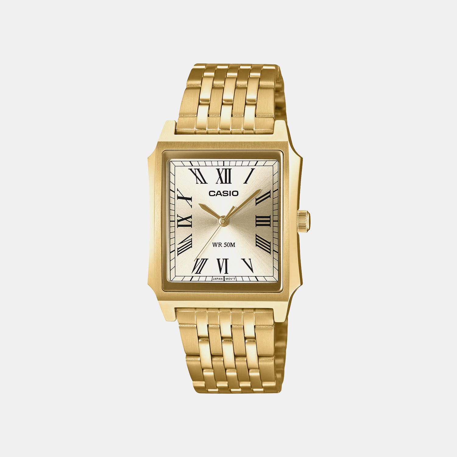 Men Quartz Gold Dial Analog Stainless Steel Watch A2547