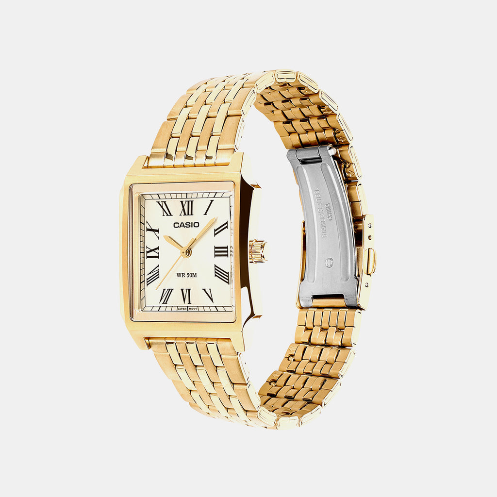 Men Quartz Gold Dial Analog Stainless Steel Watch A2547