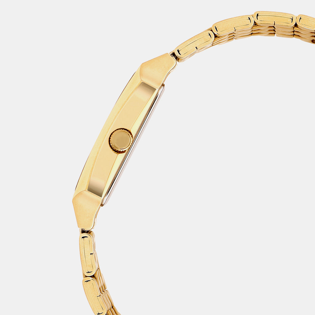Men Quartz Gold Dial Analog Stainless Steel Watch A2547