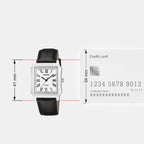 Men Quartz Silver Dial Analog Leather Watch A2546