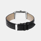 Men Quartz Silver Dial Analog Leather Watch A2546
