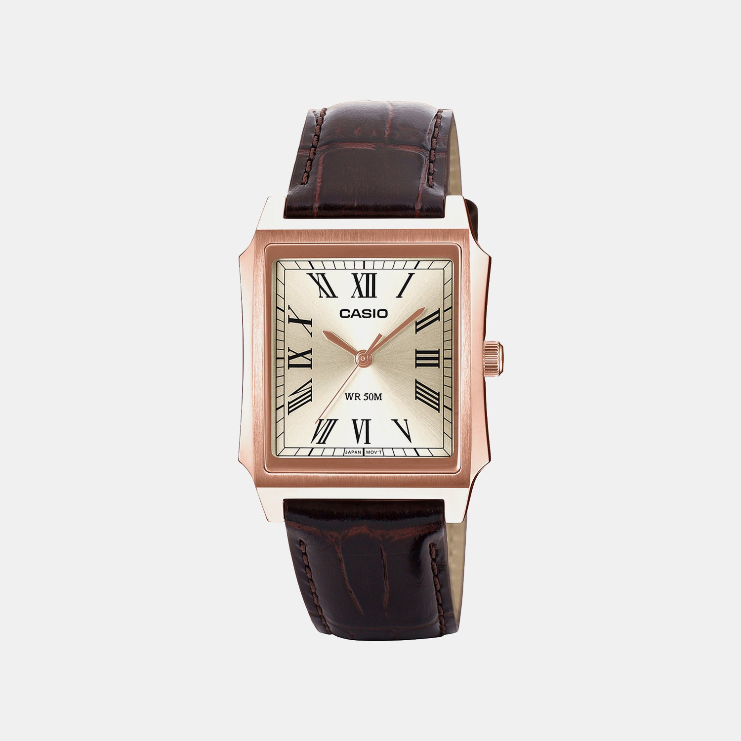 Men Quartz Gold Dial Analog Leather Watch A2549