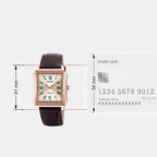 Men Quartz Gold Dial Analog Leather Watch A2549