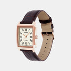 Men Quartz Gold Dial Analog Leather Watch A2549