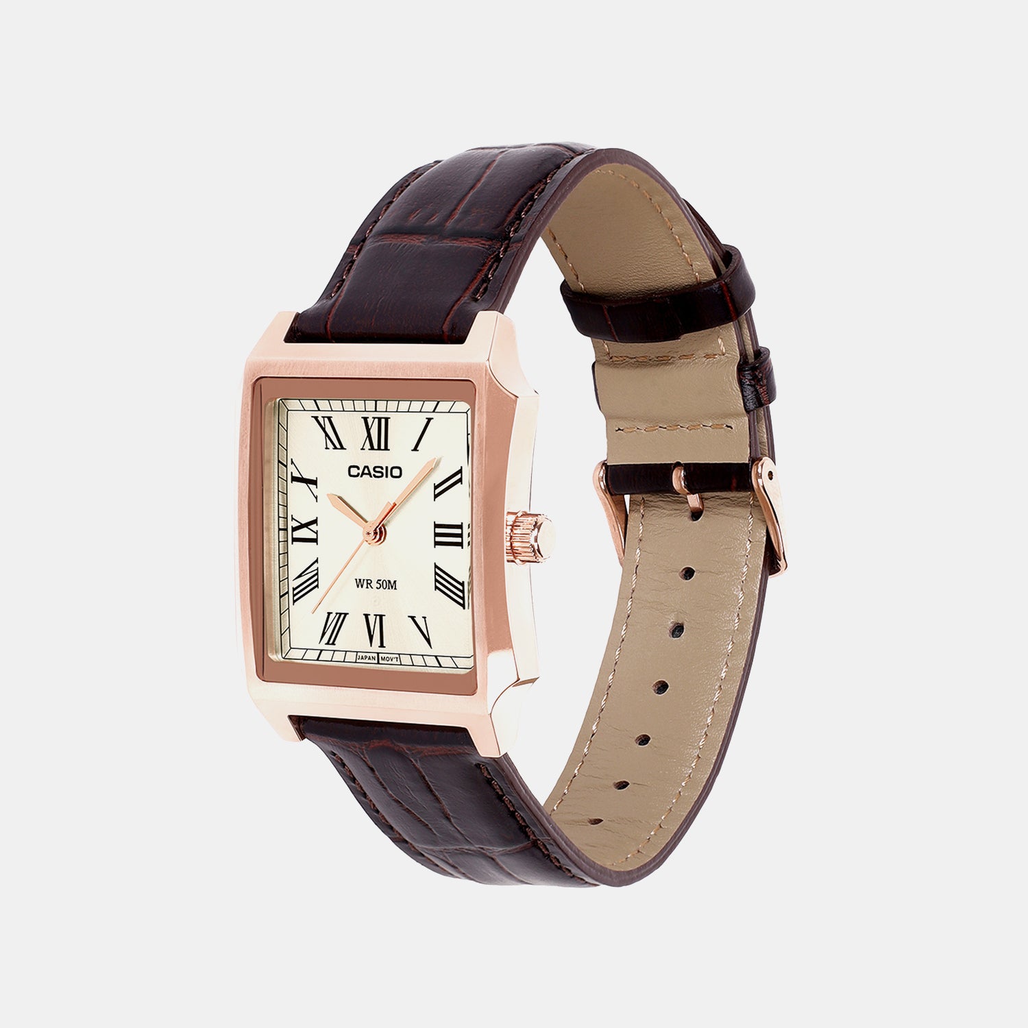 Men Quartz Gold Dial Analog Leather Watch A2549