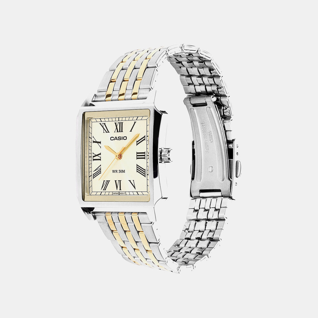 Men Quartz Gold Dial Analog Stainless Steel Watch A2548