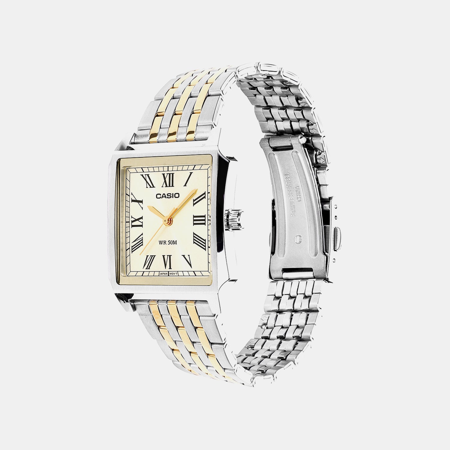 Men Quartz Gold Dial Analog Stainless Steel Watch A2548