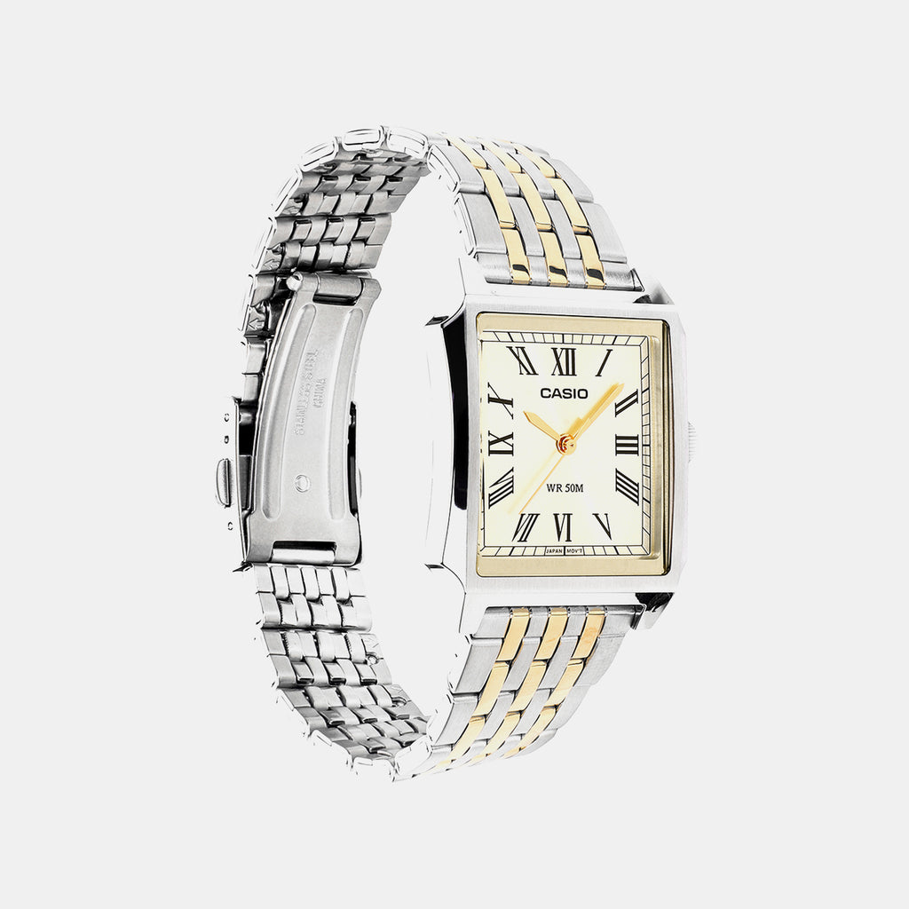 Men Quartz Gold Dial Analog Stainless Steel Watch A2548