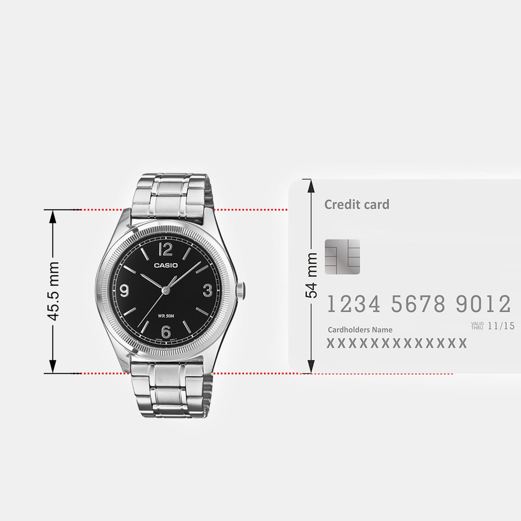 Men Quartz Black Dial Analog Stainless Steel Watch A2561