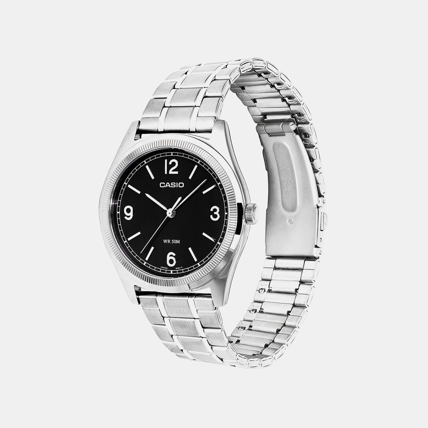 Men Quartz Black Dial Analog Stainless Steel Watch A2561