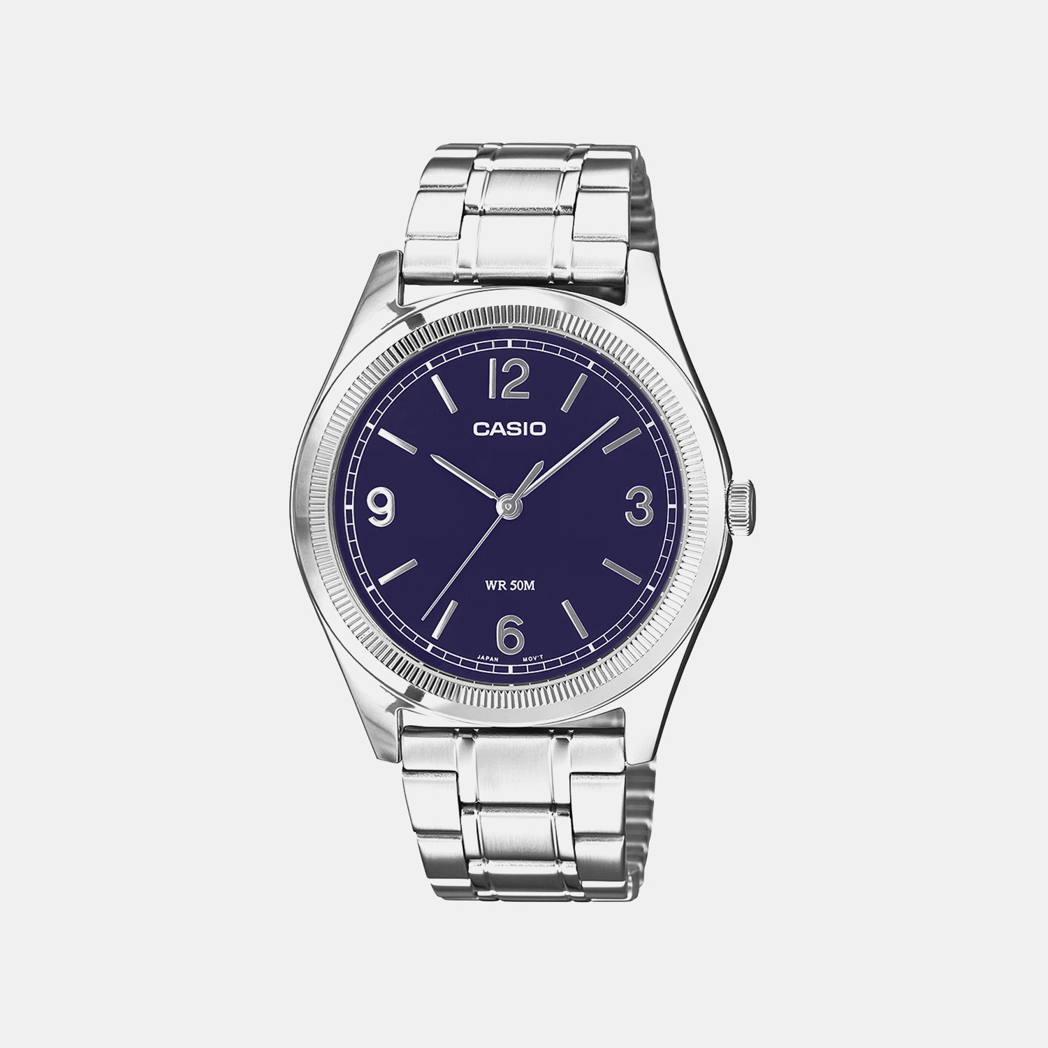 Men Quartz Blue Dial Analog Stainless Steel Watch A2562