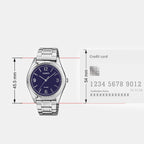 Men Quartz Blue Dial Analog Stainless Steel Watch A2562