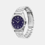 Men Quartz Blue Dial Analog Stainless Steel Watch A2562