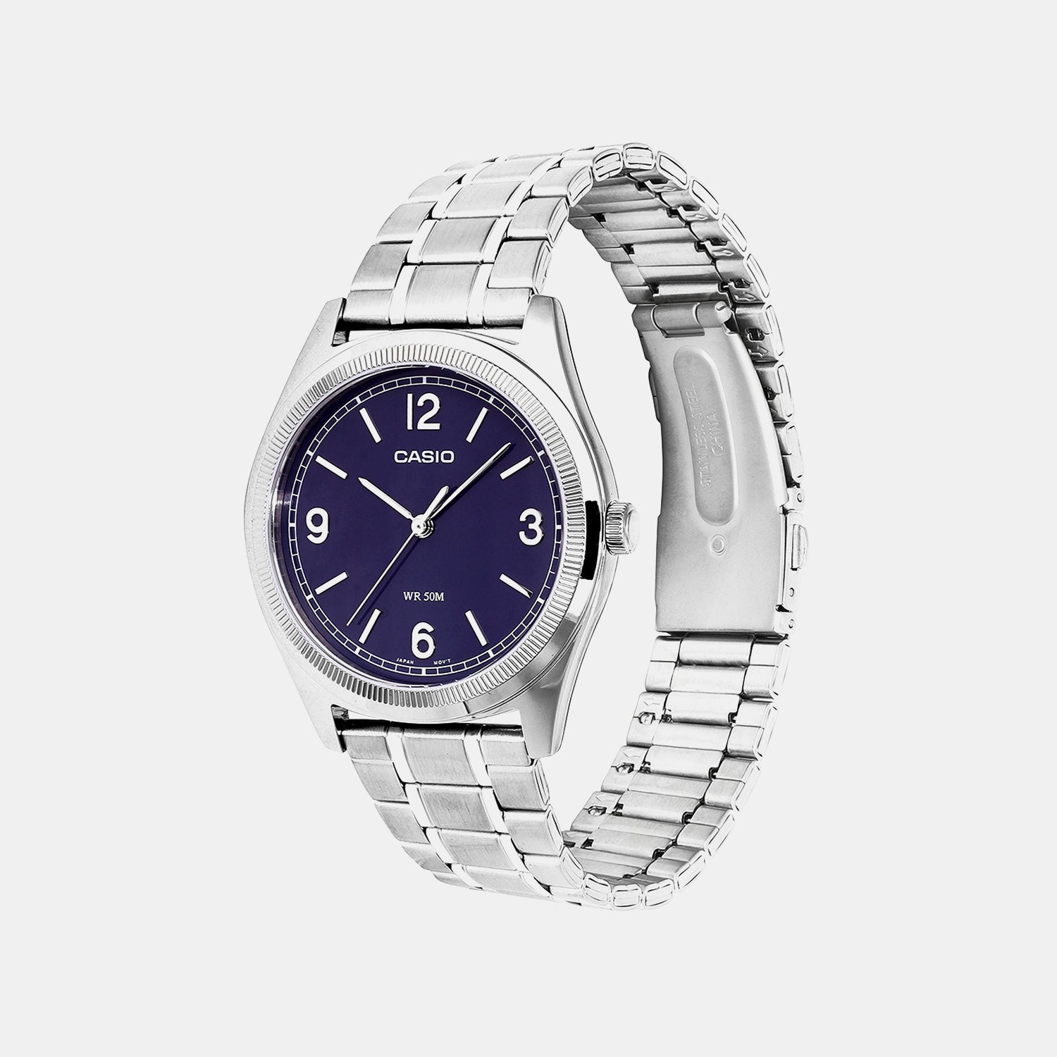 Men Quartz Blue Dial Analog Stainless Steel Watch A2562