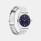 Men Quartz Blue Dial Analog Stainless Steel Watch A2562