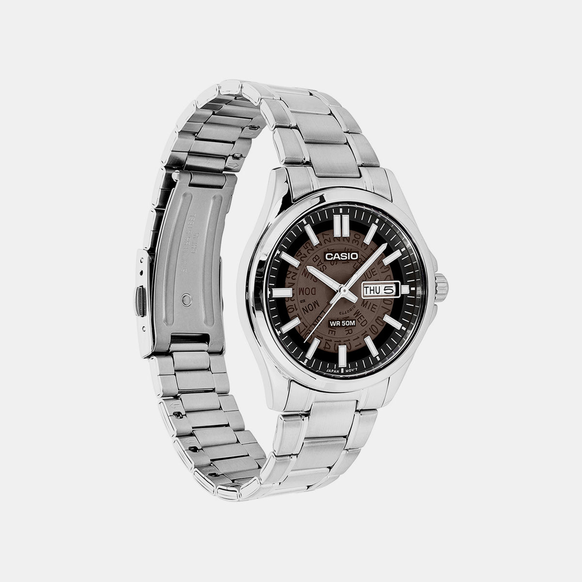 Men Quartz Brown Dial Analog Stainless Steel Watch A2578