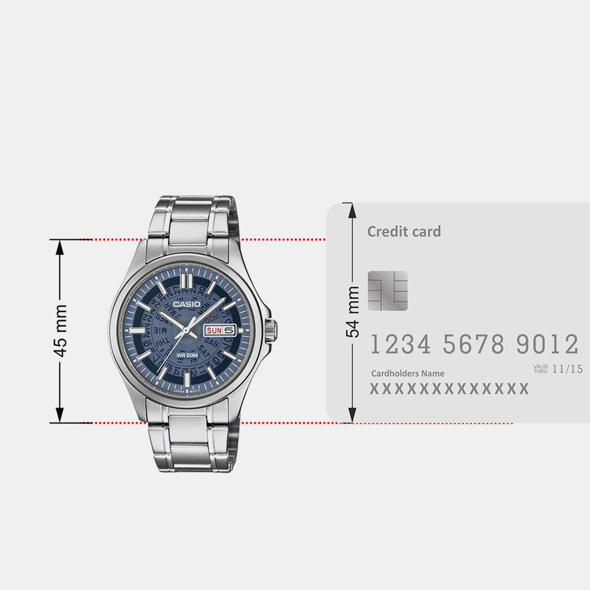 Men Quartz Blue Dial Analog Stainless Steel Watch A2579