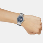 Men Quartz Blue Dial Analog Stainless Steel Watch A2579