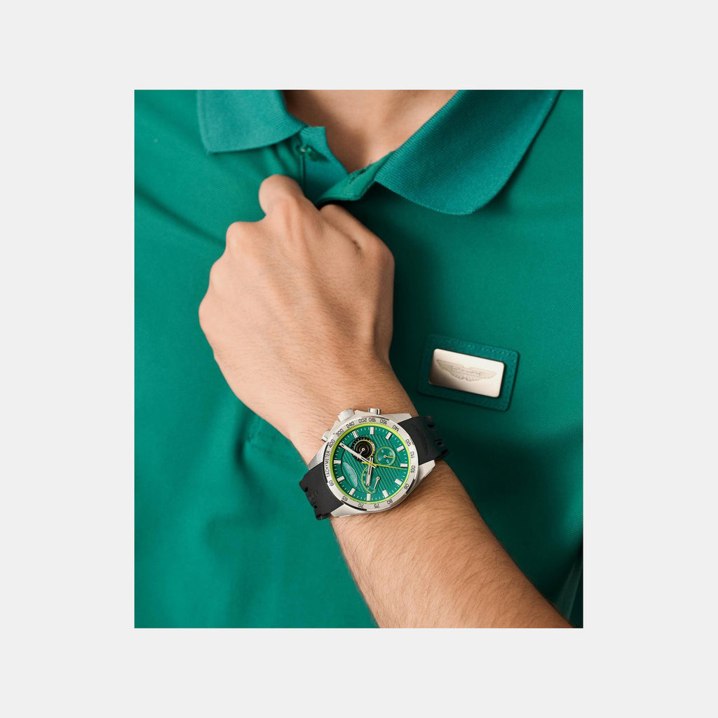 Aml Thrill Men Quartz Green Dial Chronograph Silicone Watch MTRH1F5023E