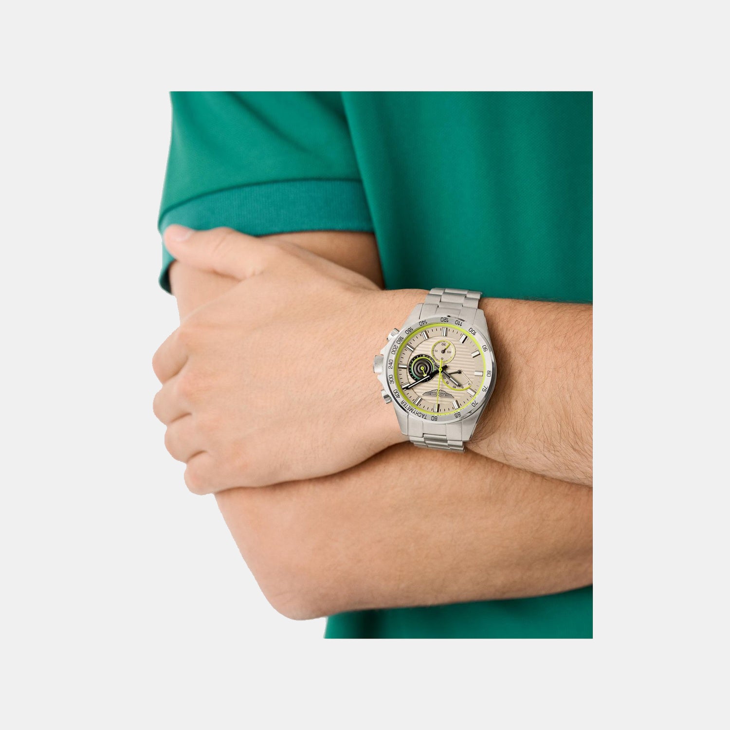 Thrill Men Quartz Silver Dial Chronograph Stainless Steel Watch MTRH1F5043E