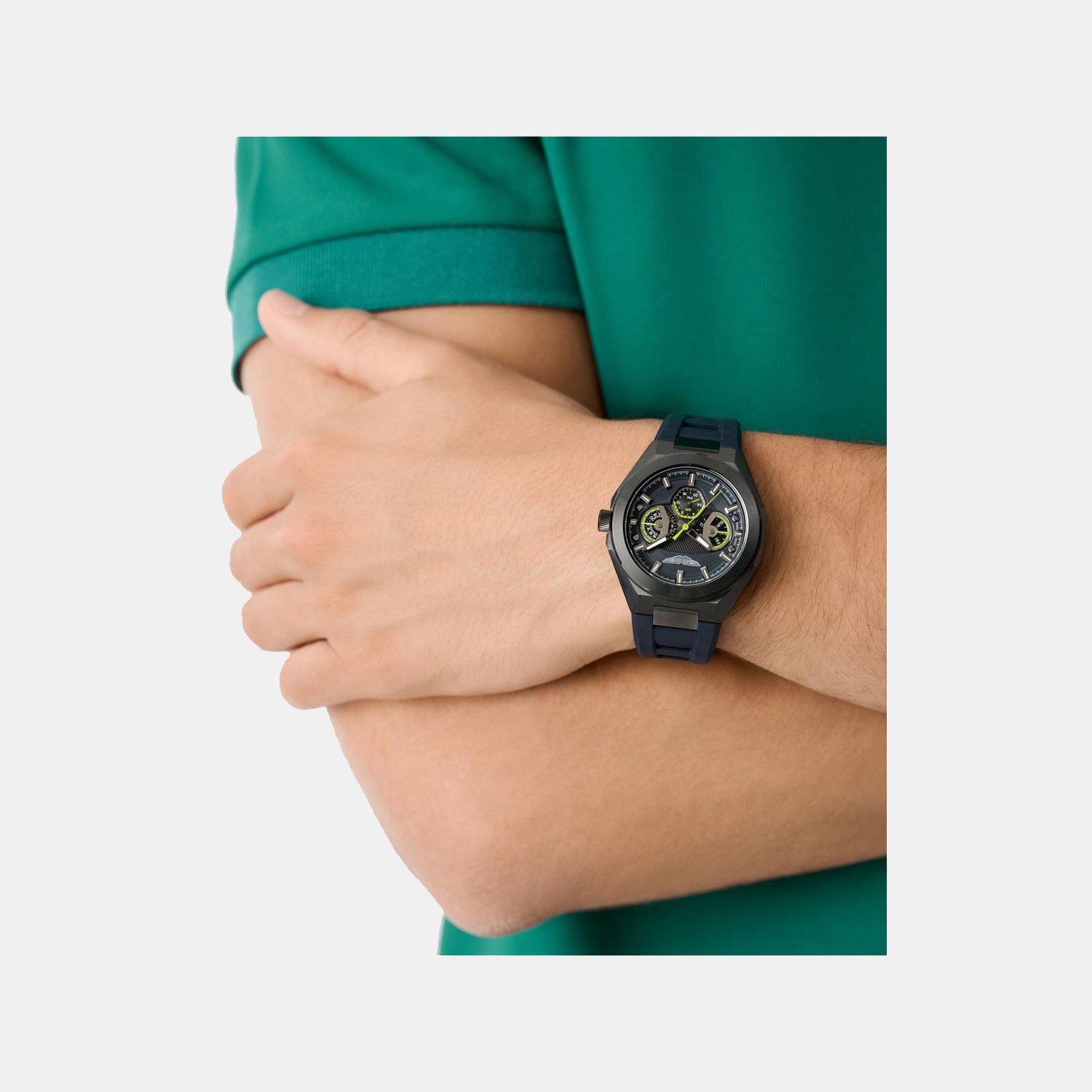 Aml Thrill Men Quartz Blue Dial Multi-Function Silicone Watch MTRI1F5013E