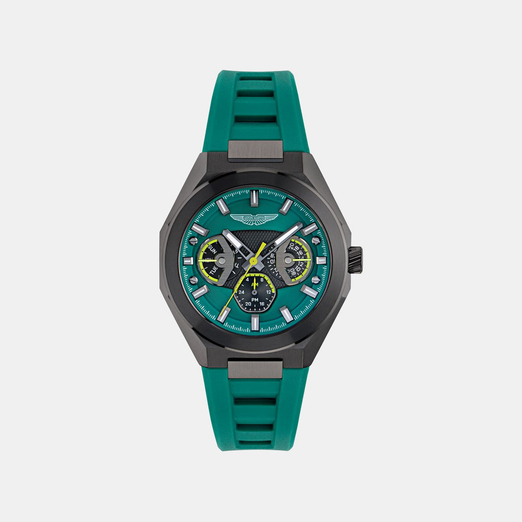 Aml Thrill Men Quartz Green Dial Multi-Function Silicone Watch MTRI1F5033E