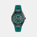 Aml Thrill Men Quartz Green Dial Multi-Function Silicone Watch MTRI1F5033E