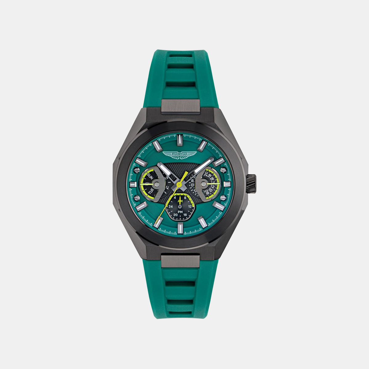 Aml Thrill Men Quartz Green Dial Multi-Function Silicone Watch MTRI1F5033E
