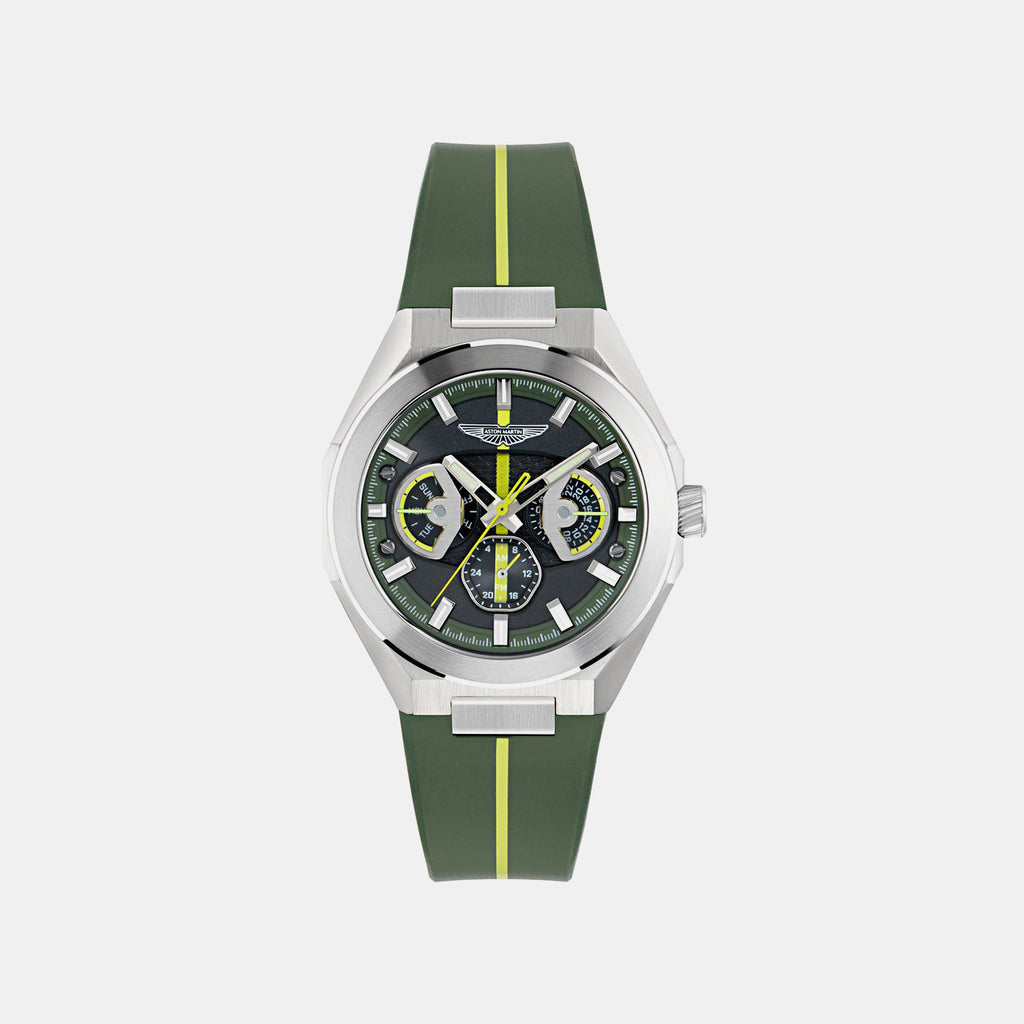 Men Quartz Green Dial Analog Silicone Watch MTRI2S6013E