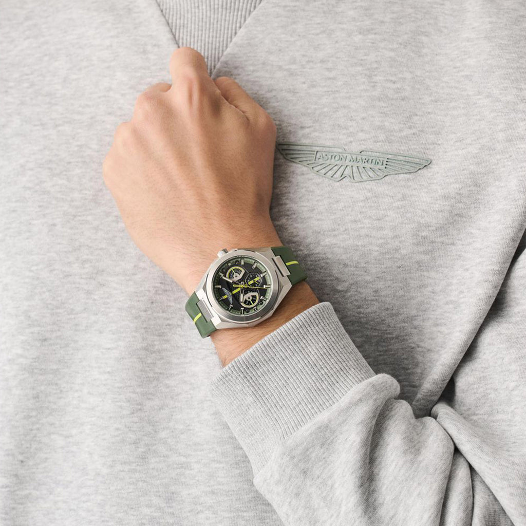 Men Quartz Green Dial Analog Silicone Watch MTRI2S6013E