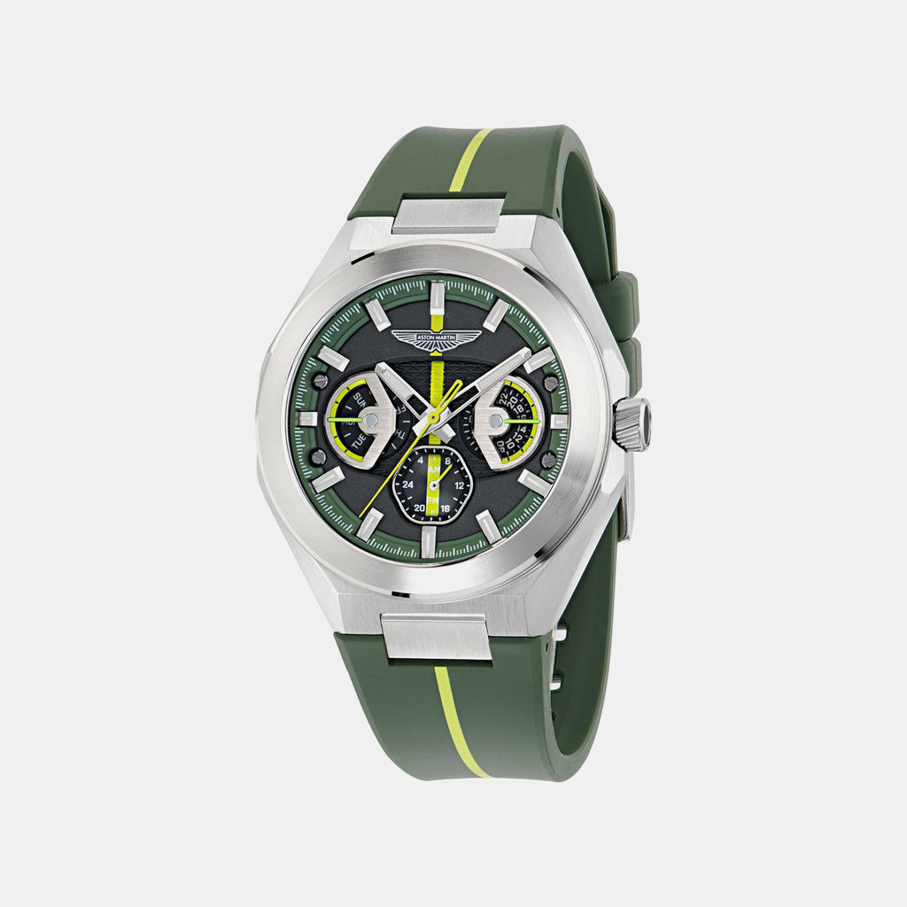 Men Quartz Green Dial Analog Silicone Watch MTRI2S6013E