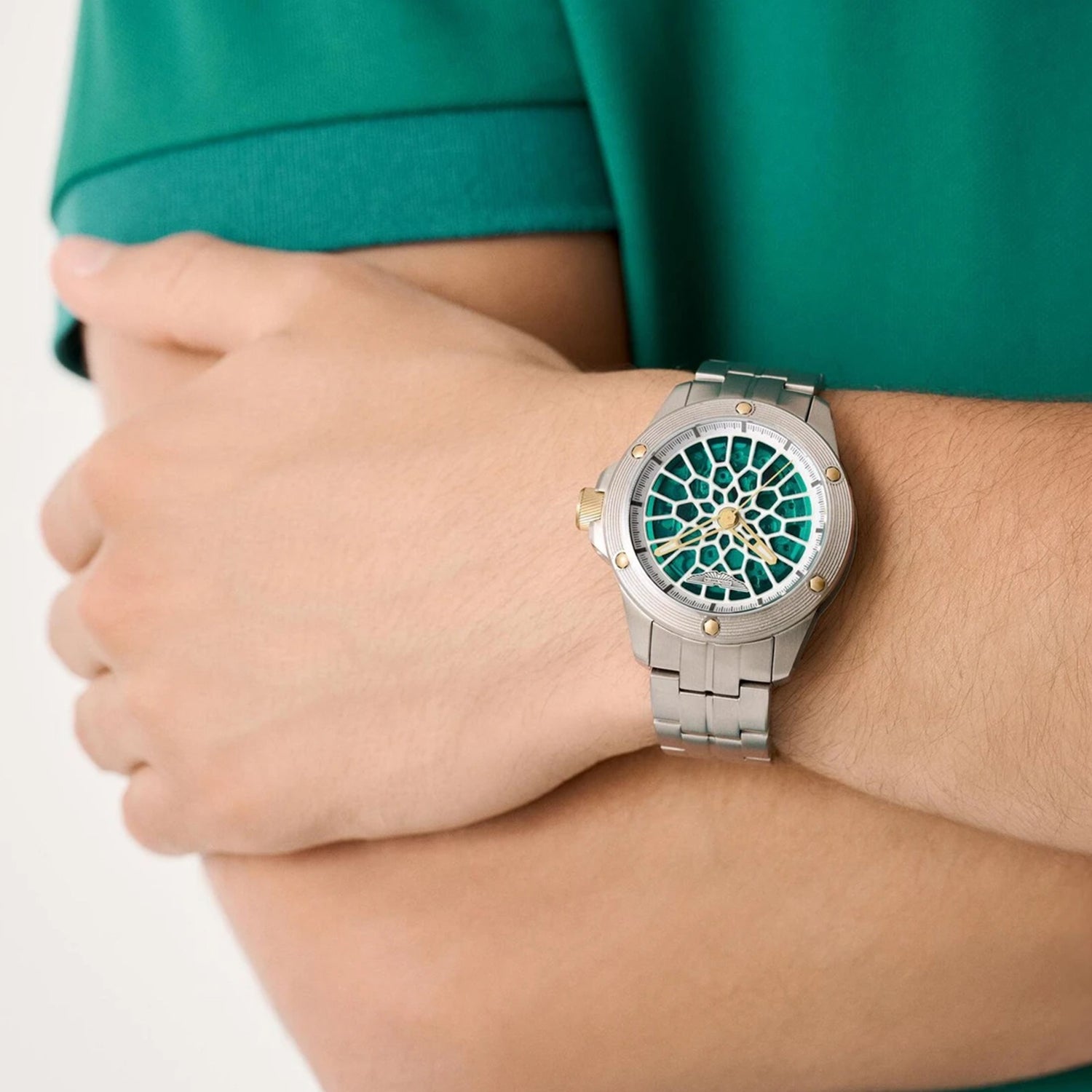 Aml Thrill Men Automatic Green Dial Analog Titanium Watch MTRR1F5053E