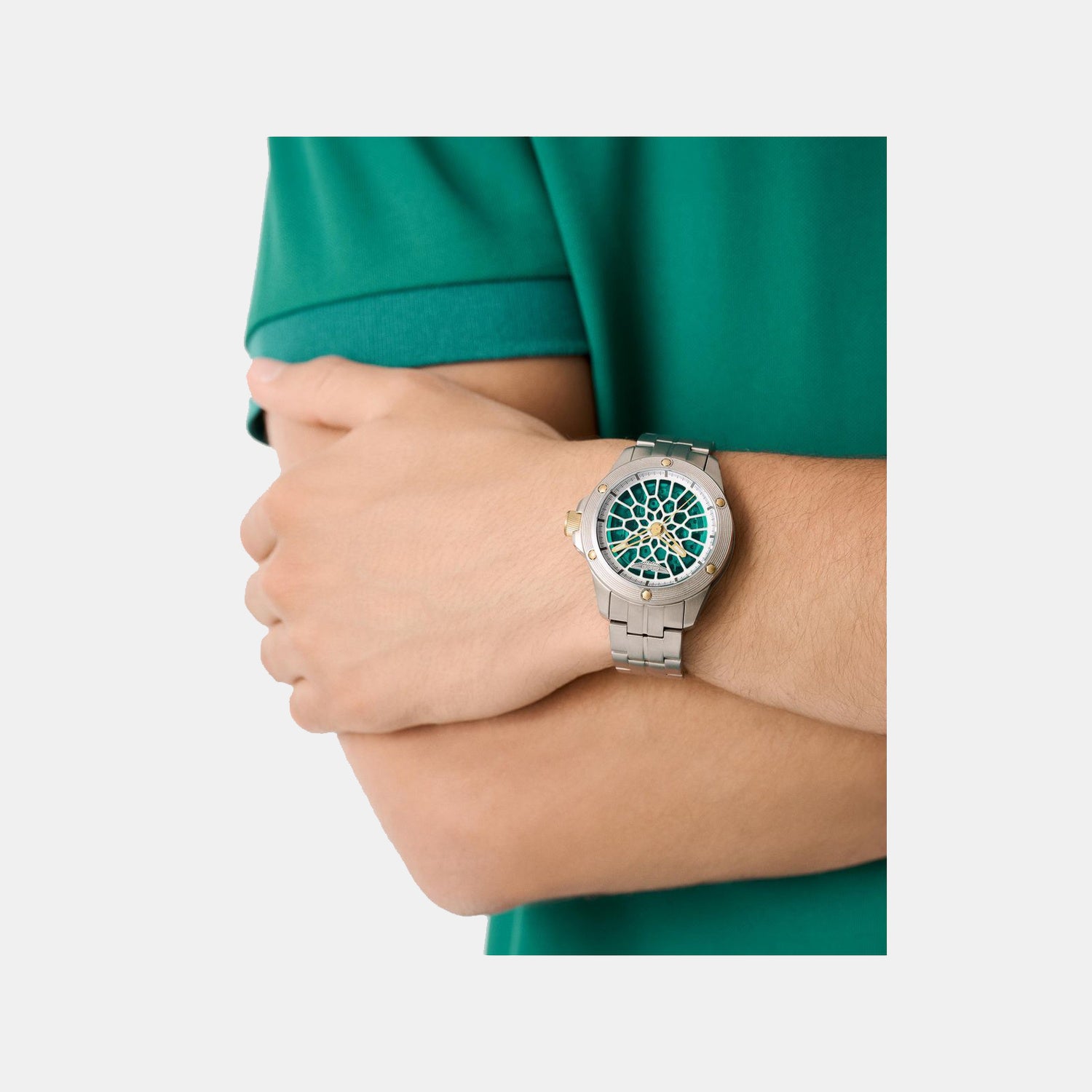 Aml Thrill Men Automatic Green Dial Analog Titanium Watch MTRR1F5053E