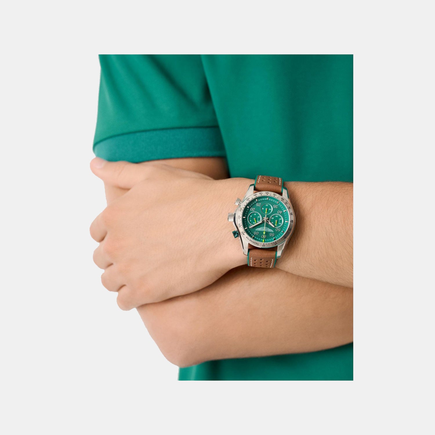 Aml Thrill Men Quartz Green Dial Chronograph Silicone Watch MTRS1F5013E