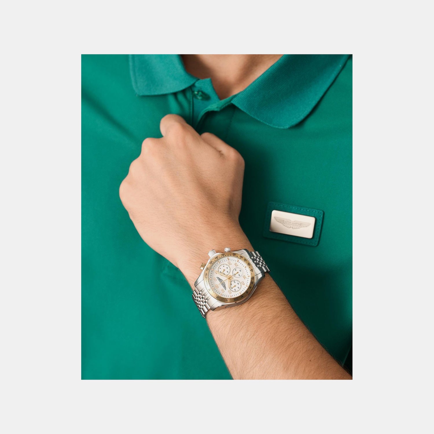 Aml Thrill Men Quartz White Dial Chronograph Stainless Steel Watch MTRS1F5043E