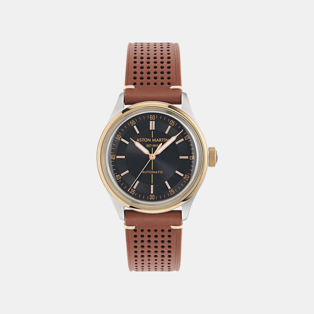 Men Automatic Black Dial Analog Leather Watch MTTS1S6043E