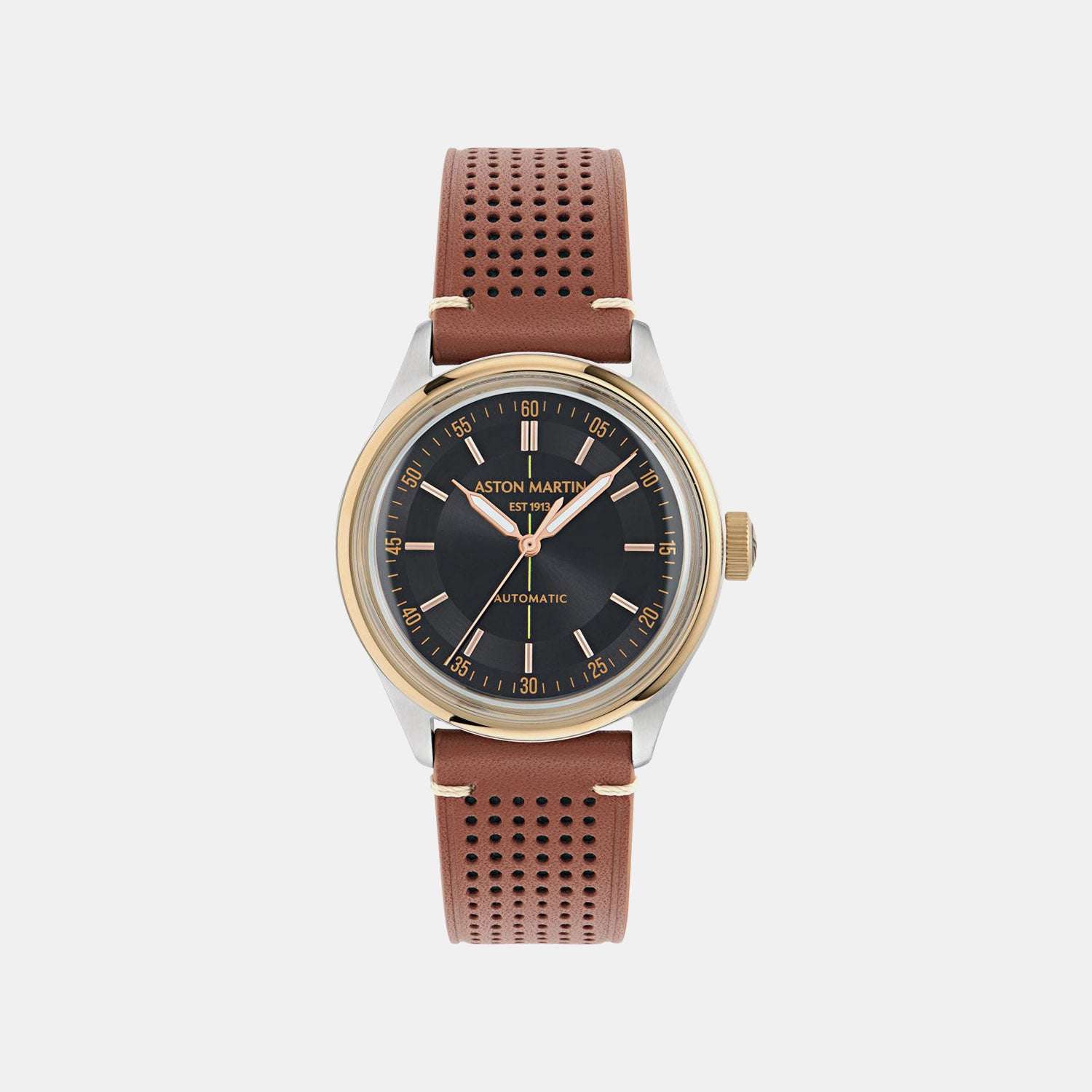 Men Automatic Black Dial Analog Leather Watch MTTS1S6043E