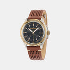 Men Automatic Black Dial Analog Leather Watch MTTS1S6043E