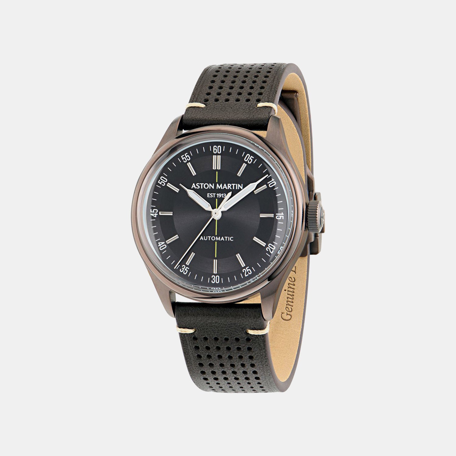 Men Automatic Black Dial Analog Leather Watch MTTS1S6063E