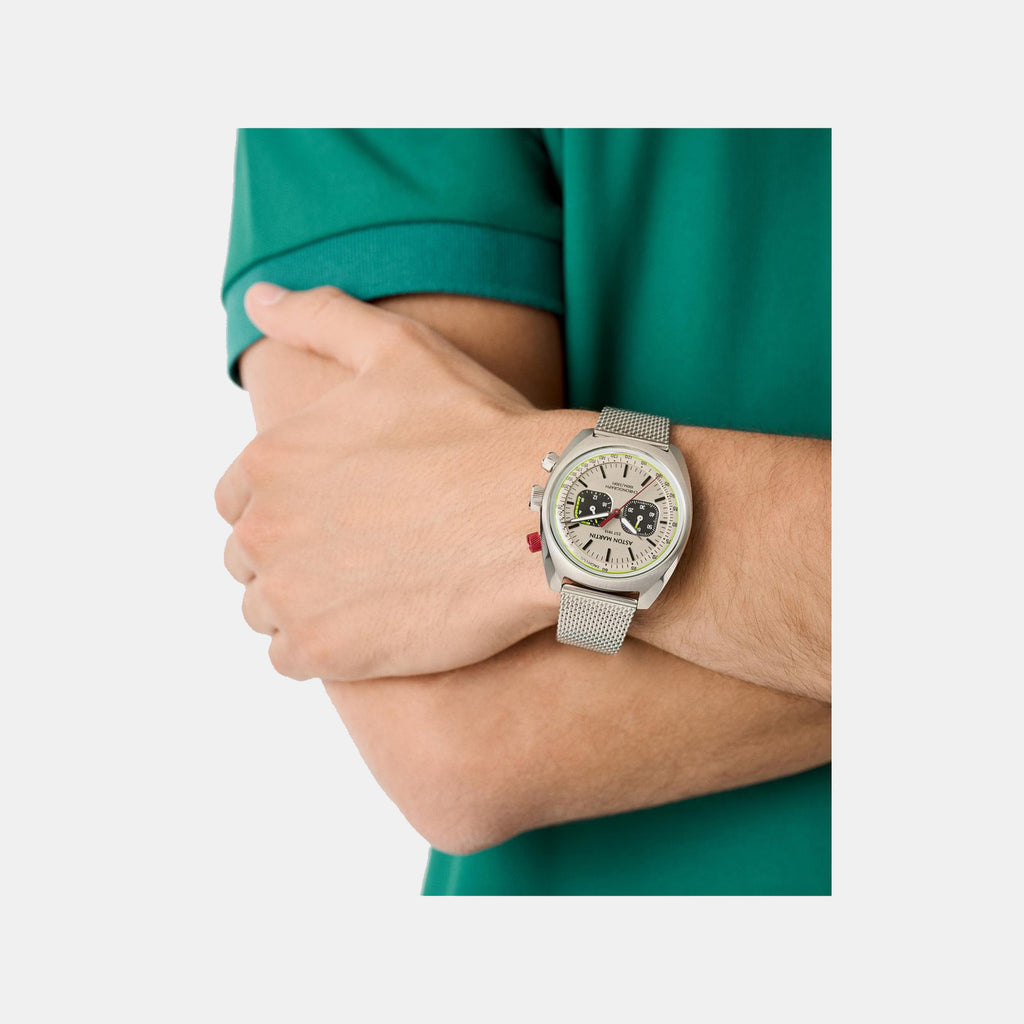 Aml Timeless Men Quartz Silver Dial Chronograph Mesh Watch MTTS2F5013E