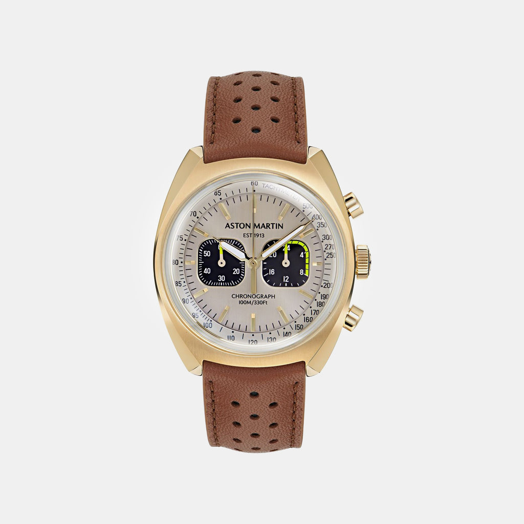 Aml Timeless Men Quartz Silver Dial Chronograph Leather Watch MTTS2F5023E