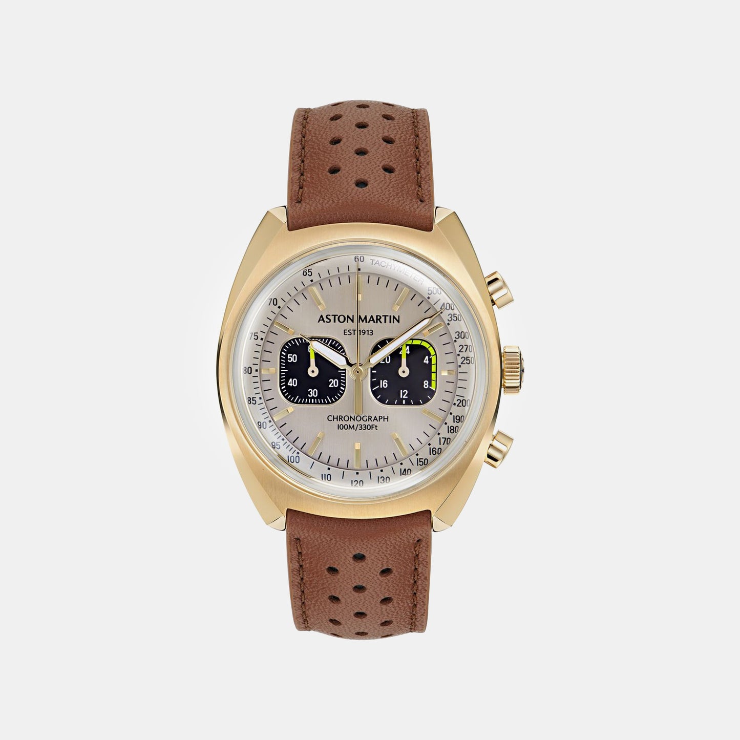 Aml Timeless Men Quartz Silver Dial Chronograph Leather Watch MTTS2F5023E