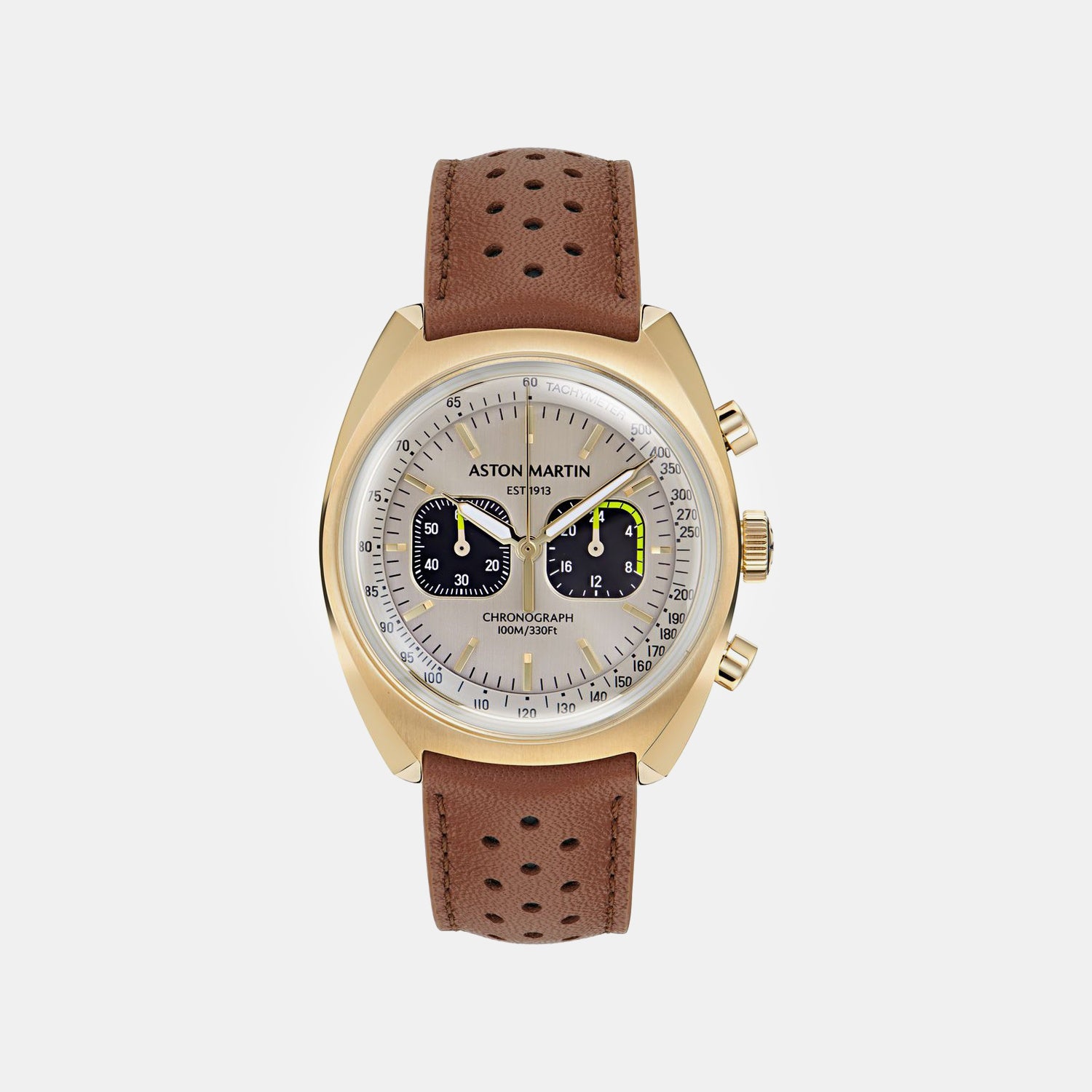 Aml Timeless Men Quartz Silver Dial Chronograph Leather Watch MTTS2F5023E