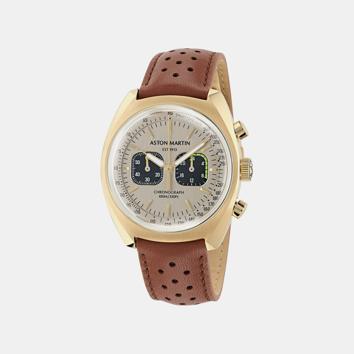 Aml Timeless Men Quartz Silver Dial Chronograph Leather Watch MTTS2F5023E
