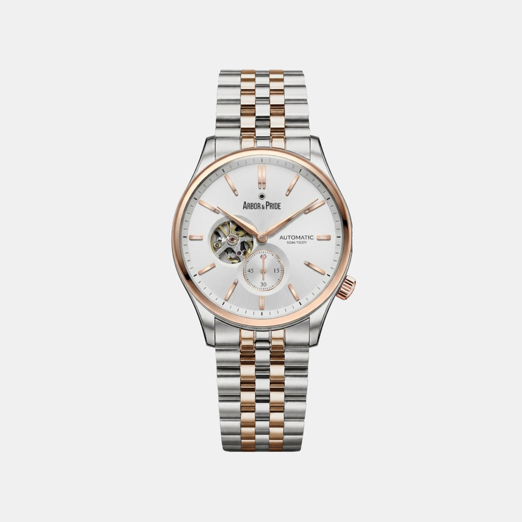 Marlin Men Automatic White Dial Analog Stainless Steel Watch Marlin Two Tone- White