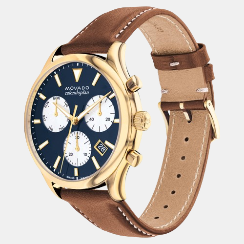 Heritage Men Quartz Blue Dial Chronograph Leather Watch 3650148
