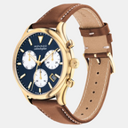 Heritage Men Quartz Blue Dial Chronograph Leather Watch 3650148
