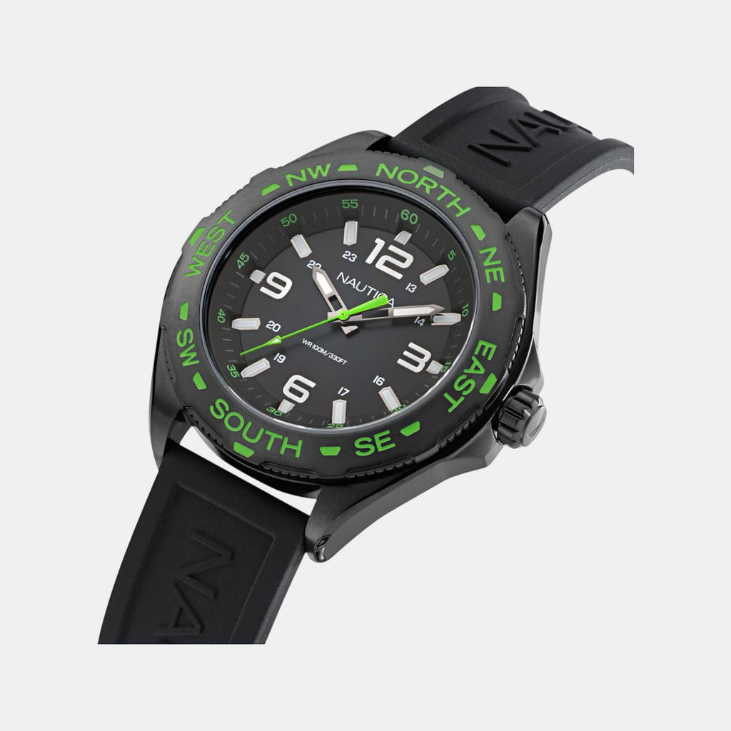 Clearwater Beach Men Quartz Black Dial Analog Silicone Watch NAPCWS303