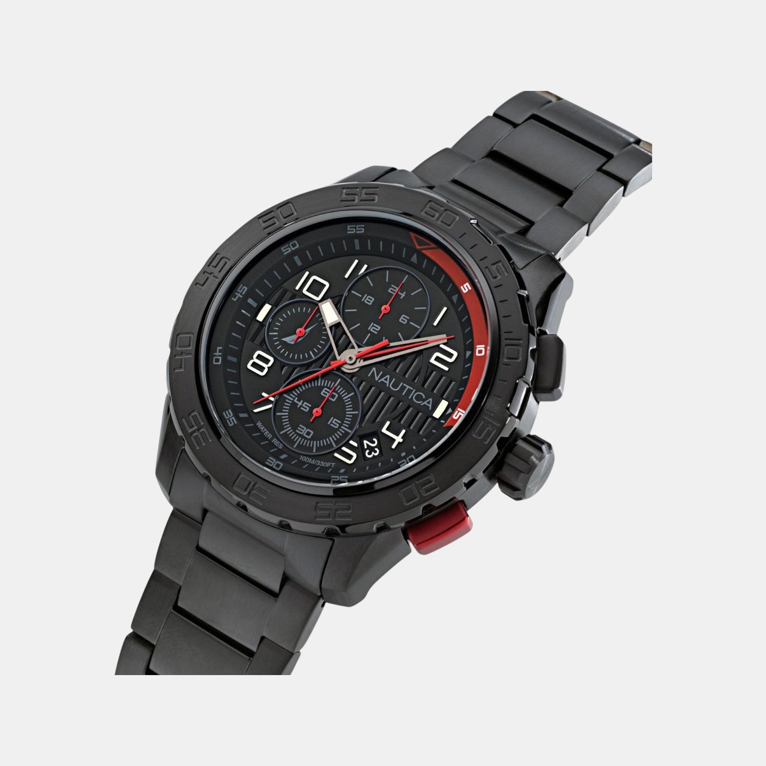 NST Men Quartz Black Dial Analog Stainless Steel Watch NAPNSS305